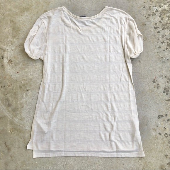 Vince Tee T-Shirt Off White Cream Beige Rolled Sleeves Short Sleeves XS - Picture 6 of 6